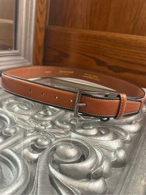 Duchamp London 32 Waist Tan Brown Leather Men's Belt Polished Buckle